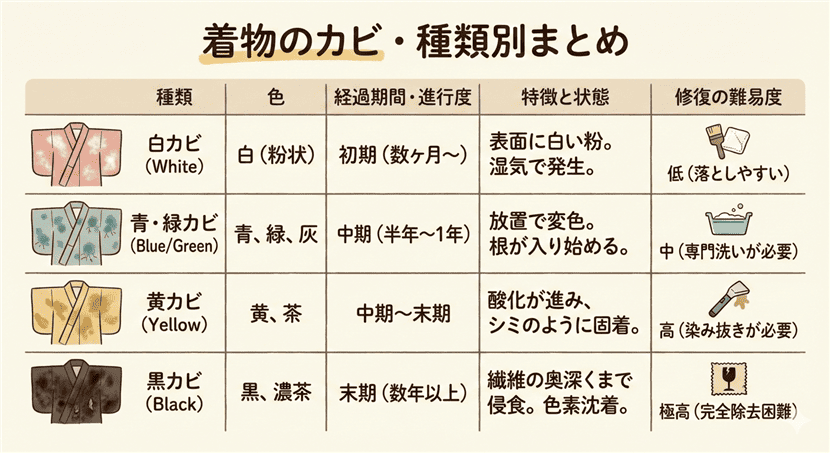 着物のカビ種類別まとめ